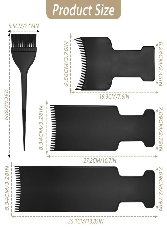 OXDFK 4 PCS Balayage Highlighting Board and Highlighting Brush Kit, 1 Hair Dye Brush and 3 Balayage Highlighting Board with Teeth Hair, for Hair Dye, Hairstylist Accessories Brushes - Image 2